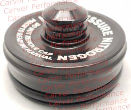 Fox 1.5 Reservoir End Cap Assembly with Schrader Valve (Top View)